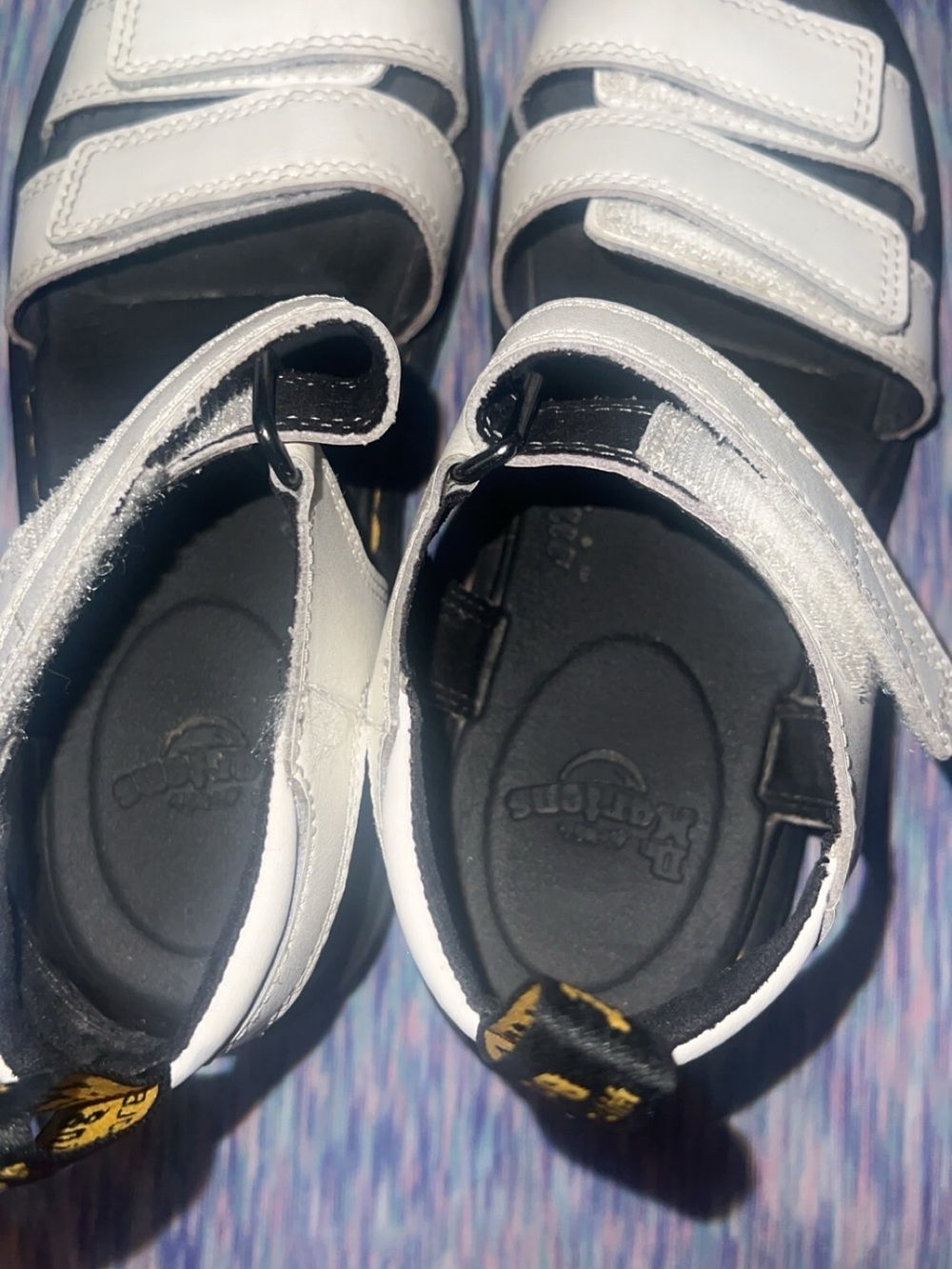 Dr. Martens White and Black Hook-and-Loop Sandals